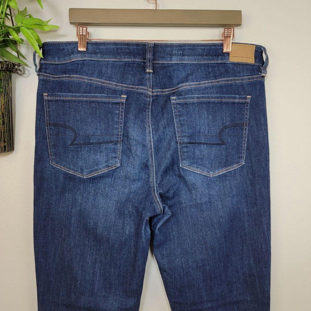 American Eagle Skinny Hi Rise Jegging Jeans Dark Blue Wash Stretch AE 16 Long L - Picture 8 of 11